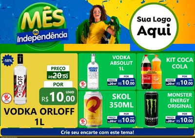 Modelo de Encarte para Encarte A4 Horizontal com o tema Mês da Independência para Distribuidora de bebidas