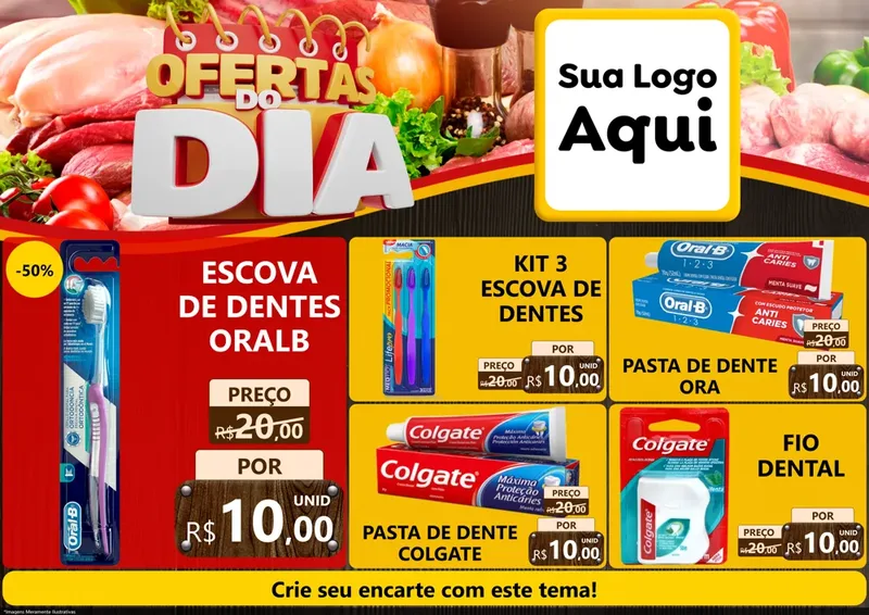 Modelo de Encarte para Encarte A4 Horizontal com o tema Ofertas do Dia para Higiene Pessoal