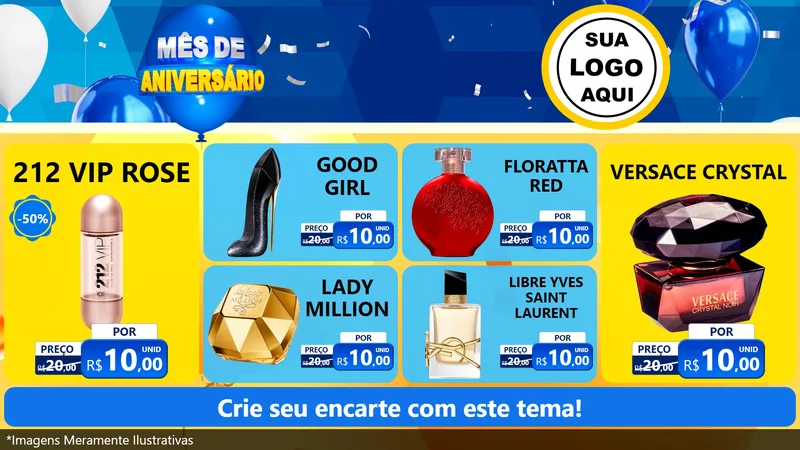 Modelo de TV para TV Horizontal com o tema Mês de Aniversário para Perfumes