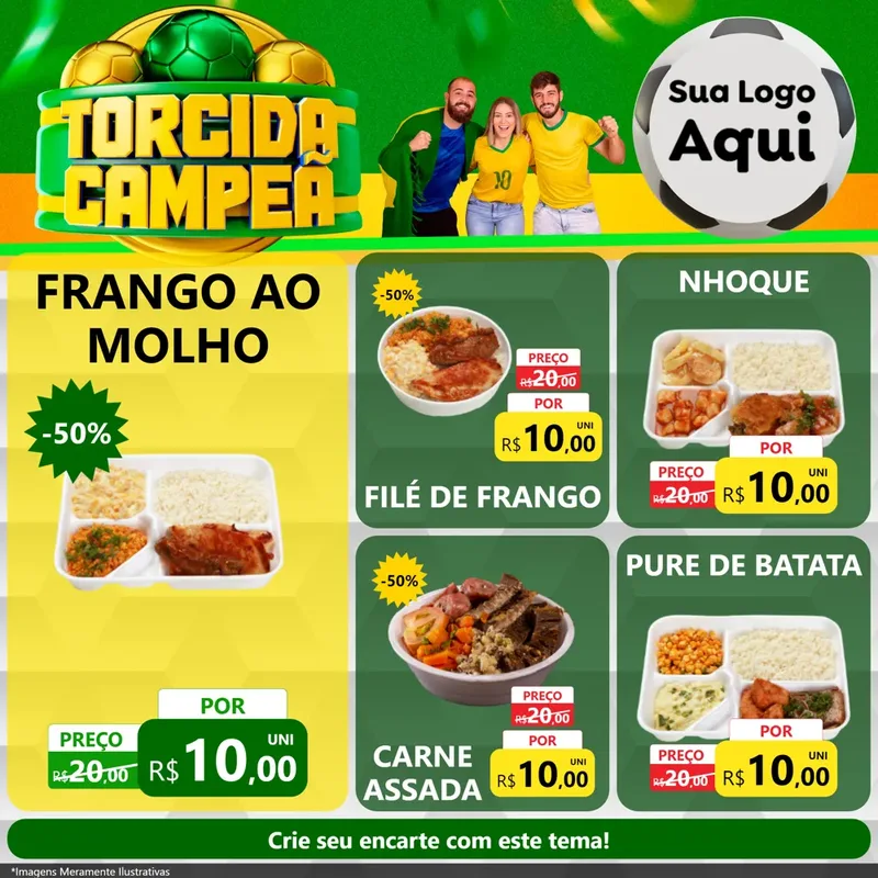 Modelo de Rede Social para Feed Facebook com o tema Torcida Campeã - Copa para Restaurante