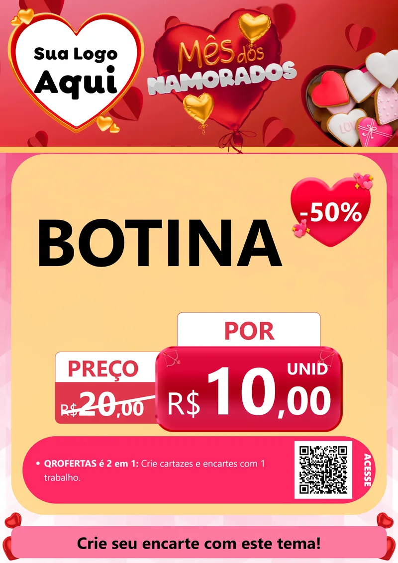 Modelo de Cartaz para Cartaz A4 Vertical com o tema Mês dos Namorados para Agropecuária