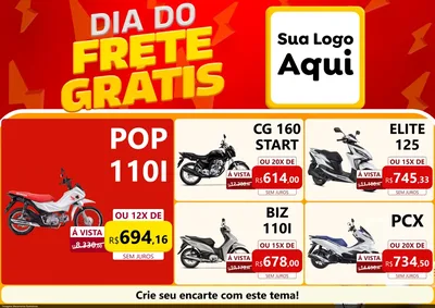 Modelo de Encarte para Encarte A4 Horizontal com o tema Dia do Frete Grátis para Concessionaria de Motos
