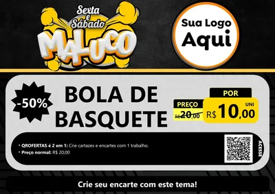 Modelo de Cartaz para Cartaz A4 Horizontal com o tema Sexta e Sábado Maluco para Artigos Esportivos