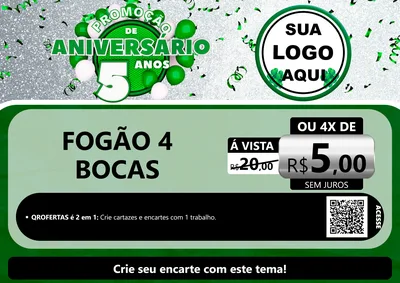 Modelo de Cartaz para Cartaz A4 Horizontal com o tema Promoção de Aniversário - 5 Anos para Móveis e Eletro