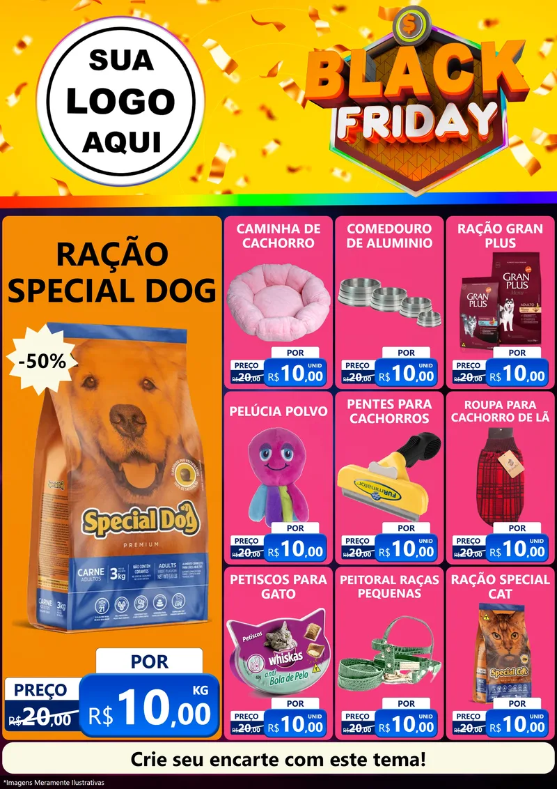 Modelo de Encarte para Encarte A4 Vertical com o tema Black Friday para Pet Shop