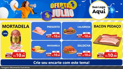 Modelo de TV para TV Horizontal com o tema Ofertas de Julho para Frios e Laticínios