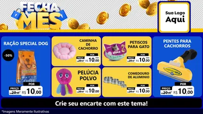 Modelo de TV para TV Horizontal com o tema Fecha Mês para Pet Shop