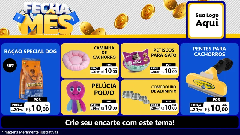 Modelo de TV para TV Horizontal com o tema Fecha Mês para Pet Shop