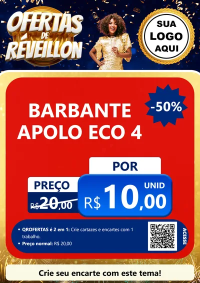 Modelo de Cartaz para Cartaz A4 Vertical com o tema Ofertas de Réveillon para Armarinho e Aviamentos