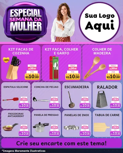 Modelo de Rede Social para Feed Instagram com o tema Especial Semana da Mulher para Utilidades Domésticas