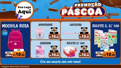 Modelo de TV para TV Horizontal com o tema Promoção Páscoa para Papelaria