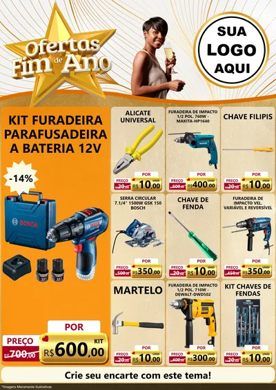 Modelo de Encarte para Encarte A4 Vertical com o tema Ofertas Fim de Ano para Maquinas e Ferramentas