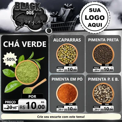 Modelo de Rede Social para Feed Facebook com o tema Black dos Sonhos para Produtos Naturais
