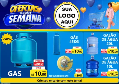 Modelo de Encarte para Encarte A4 Horizontal com o tema Ofertas de Fim de Semana para Água e gás