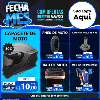 Modelo de Rede Social para Feed Facebook com o tema Fecha Mês para Moto peças