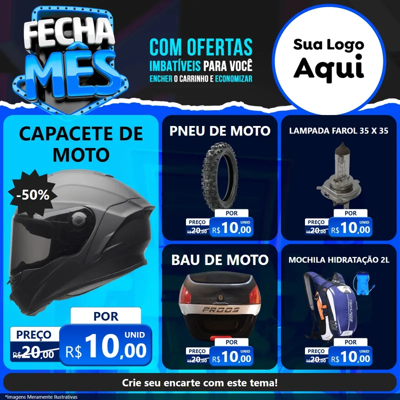Modelo de Rede Social para Feed Facebook com o tema Fecha Mês para Moto peças