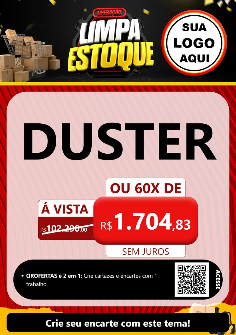 Modelo de Cartaz para Cartaz A4 Vertical com o tema Operação Limpa Estoque para Concessionaria de Carros