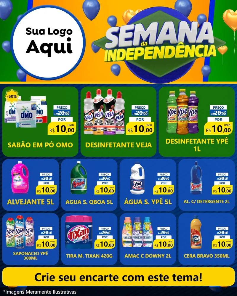 Modelo de Rede Social para Feed Instagram com o tema Semana da Independência para Produtos de Limpeza
