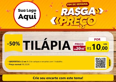 Modelo de Cartaz para Cartaz A4 Horizontal com o tema Fim de Semana Rasga Preços para Peixaria