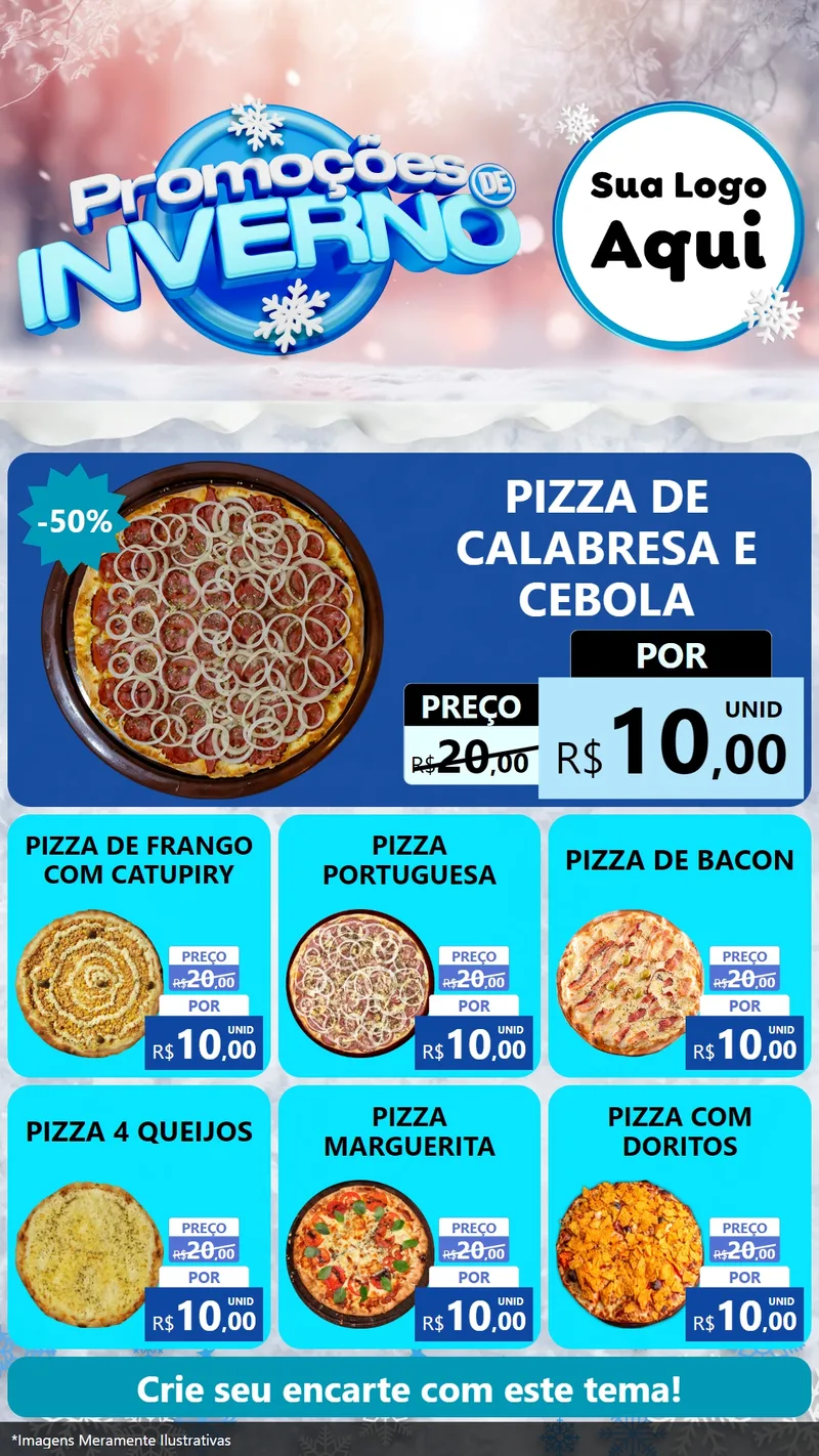 Modelo de Rede Social para Stories com o tema Promoções de Inverno para Pizzaria