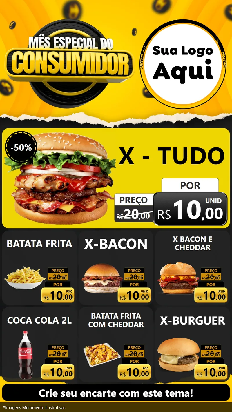 Modelo de Rede Social para Stories com o tema Mês Especial do Consumidor para Hamburgueria
