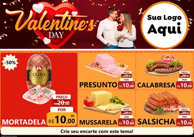 Modelo de Encarte para Encarte A4 Horizontal com o tema Valentine's Day para Frios e Laticínios