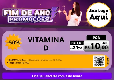 Modelo de Cartaz para Cartaz A4 Horizontal com o tema Fim de Ano Promoções para Farmácia