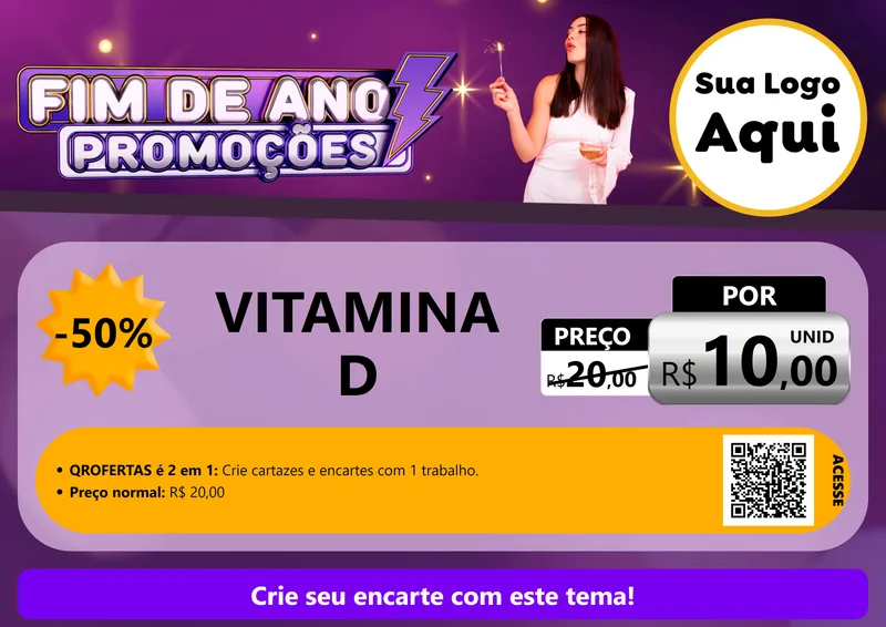 Modelo de Cartaz para Cartaz A4 Horizontal com o tema Fim de Ano Promoções para Farmácia