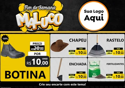 Modelo de Encarte para Encarte A4 Horizontal com o tema Fim de Semana Maluco para Agropecuária