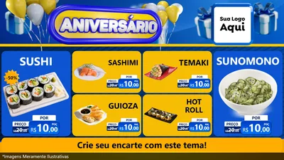 Modelo de TV para TV Horizontal com o tema Aniversário para Comida japonesa