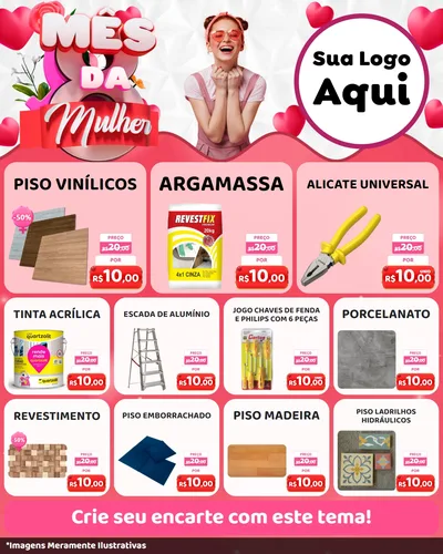 Modelo de Rede Social para Feed Instagram com o tema Mês da Mulher para Material para Construção