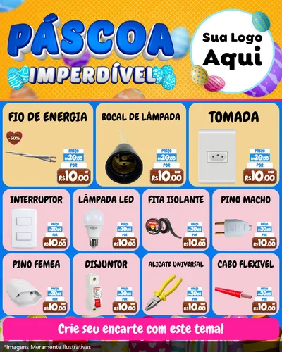 Modelo de Rede Social para Feed Instagram com o tema Páscoa Imperdível para Materiais Elétricos