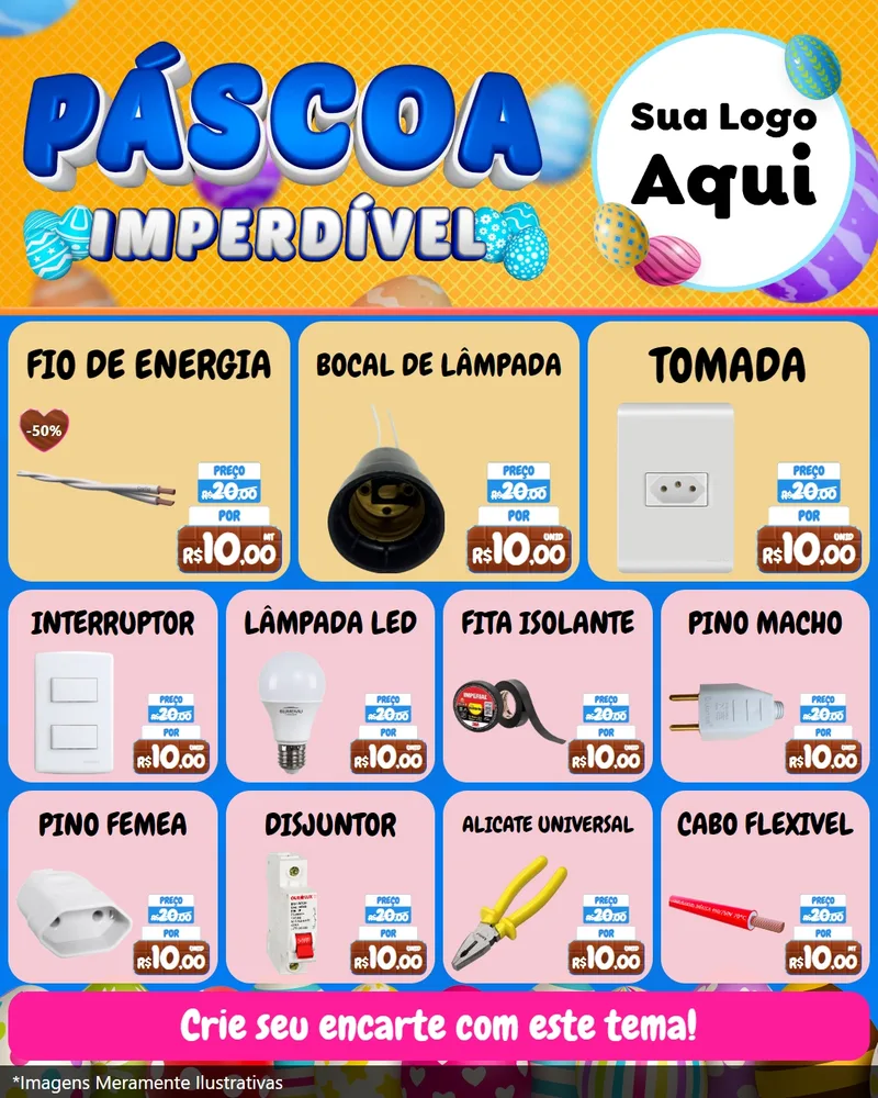 Modelo de Rede Social para Feed Instagram com o tema Páscoa Imperdível para Materiais Elétricos