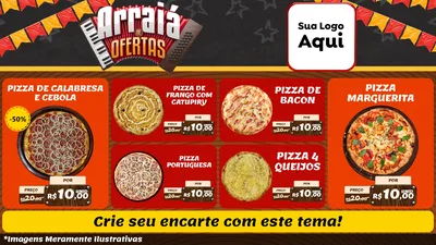 Modelo de TV para TV Horizontal com o tema Arraiá de Ofertas - Junina para Pizzaria