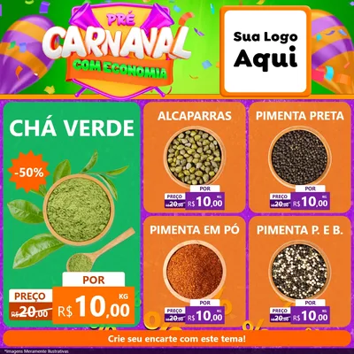 Modelo de Rede Social para Feed Facebook com o tema Pré-Carnaval Com Economia para Produtos Naturais