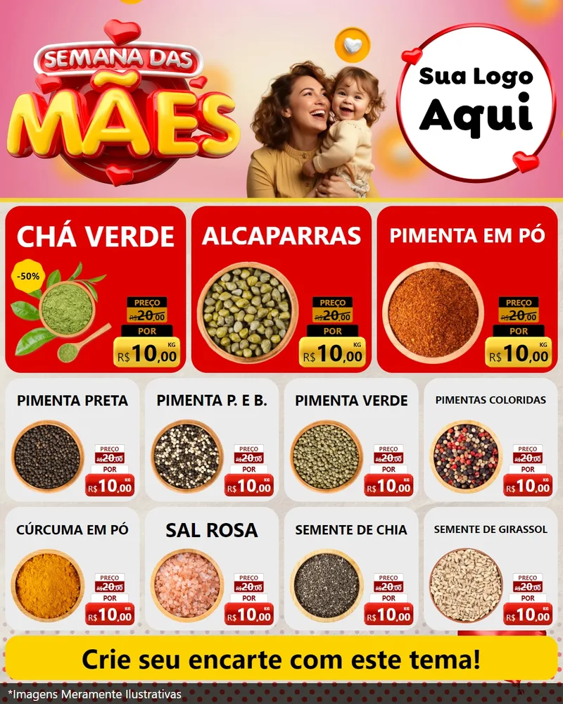 Modelo de Rede Social para Feed Instagram com o tema Semana das Mães para Produtos Naturais