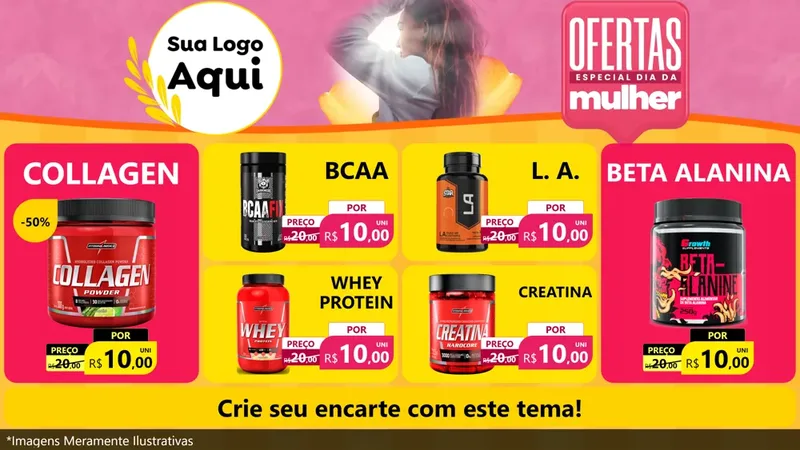 Modelo de TV para TV Horizontal com o tema Ofertas - Especial Dia Das Mulheres para Suplementos alimentares