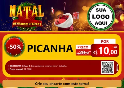 Modelo de Cartaz para Cartaz A4 Horizontal com o tema Natal de Grandes Ofertas para Açougue