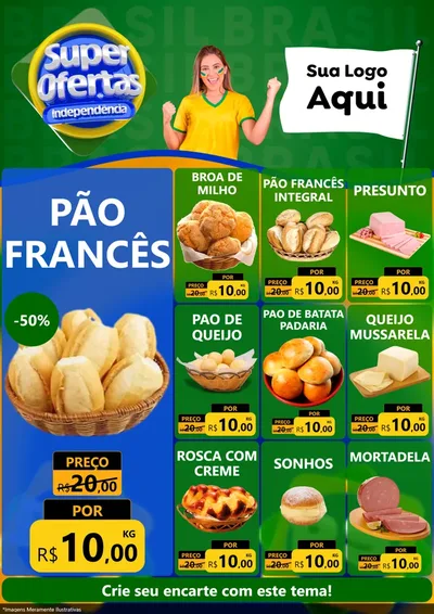 Modelo de Encarte para Encarte A4 Vertical com o tema Super Ofertas de Independência para Padaria