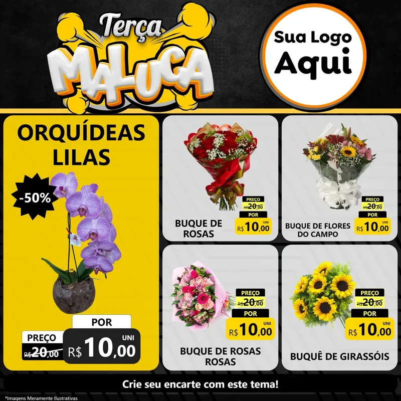Modelo de Rede Social para Feed Facebook com o tema Terça Maluca para Floricultura e jardim