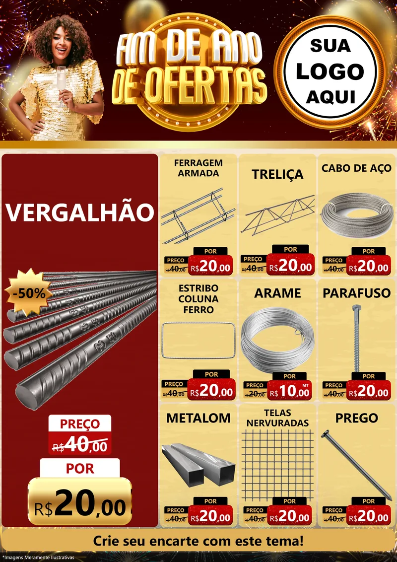 Modelo de Encarte para Encarte A4 Vertical com o tema Fim de Ano de Ofertas para Ferragens