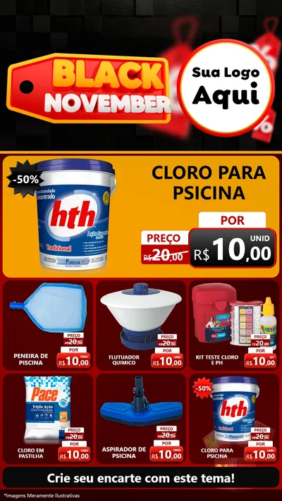Modelo de Rede Social para Stories com o tema Black November para Produtos para Piscina