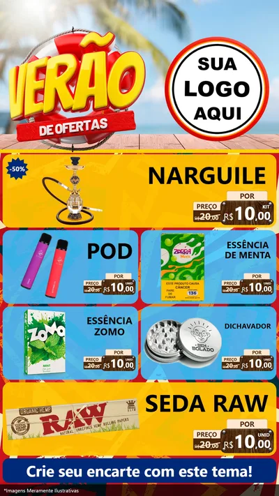 Modelo de TV para TV Vertical com o tema Verão de Ofertas para Tabacaria