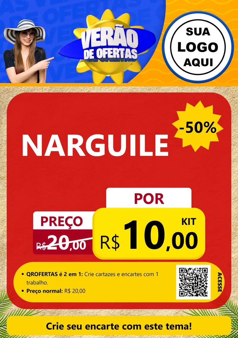 Modelo de Cartaz para Cartaz A4 Vertical com o tema Verão de Ofertas para Tabacaria