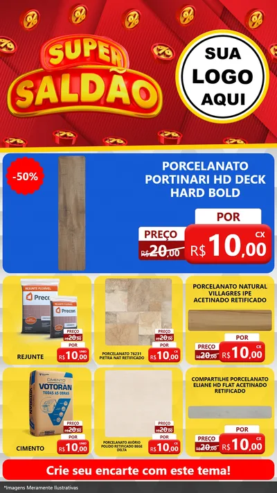 Modelo de Rede Social para Stories com o tema Super Saldão para Pisos e revestimentos