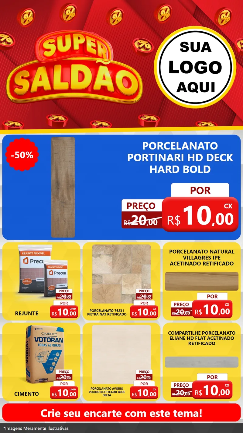 Modelo de Rede Social para Stories com o tema Super Saldão para Pisos e revestimentos