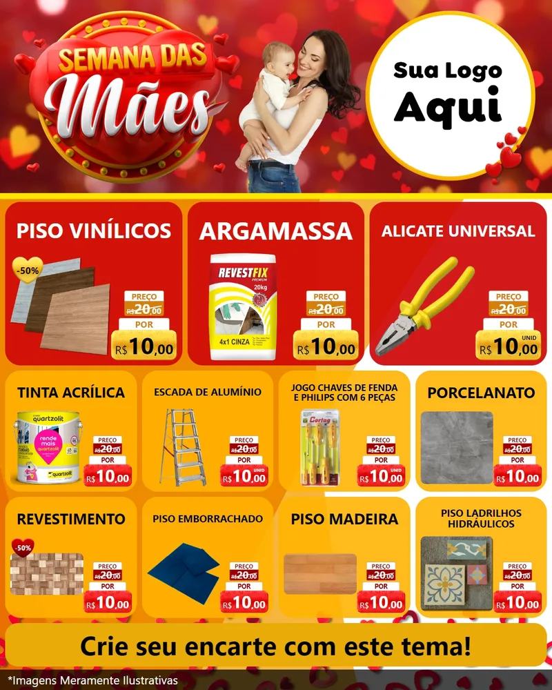 Modelo de Rede Social para Feed Instagram com o tema Semana das Mães para Material para Construção
