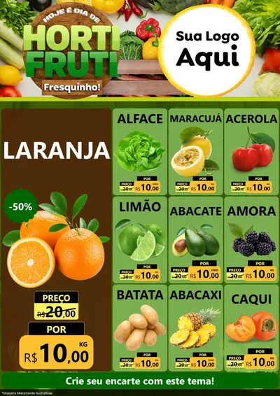Modelo de Encarte para Encarte A4 Vertical com o tema Hoje É Dia De Hortifruti para Hortifrúti