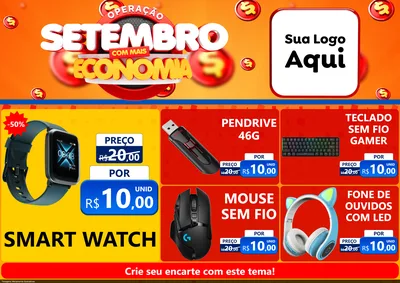 Modelo de Encarte para Encarte A4 Horizontal com o tema Operação Setembro Com Muita Economia para Informática