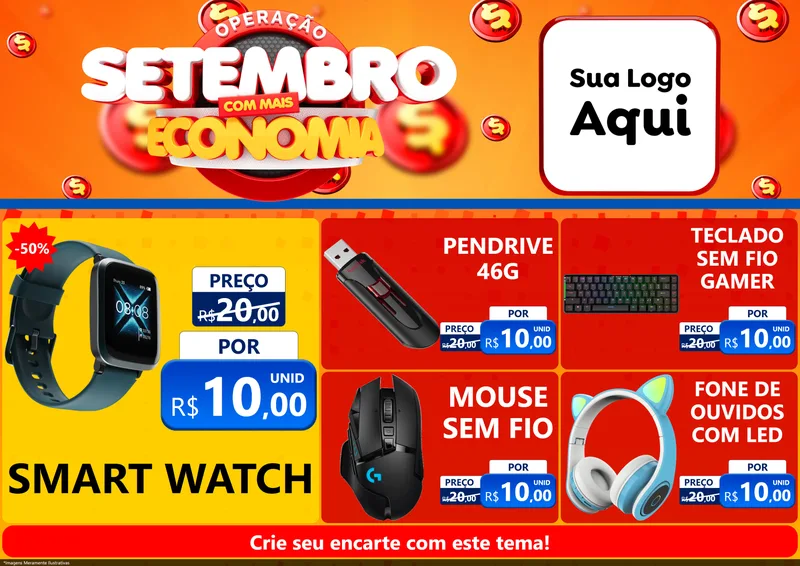 Modelo de Encarte para Encarte A4 Horizontal com o tema Operação Setembro Com Muita Economia para Informática